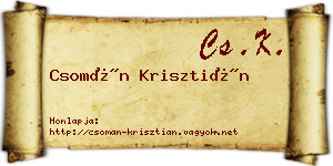 Csomán Krisztián névjegykártya
